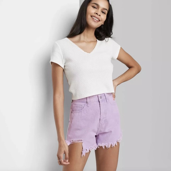 ✨ NWT Wild Fable Lavender Distressed Highest Rise Shorts ✨